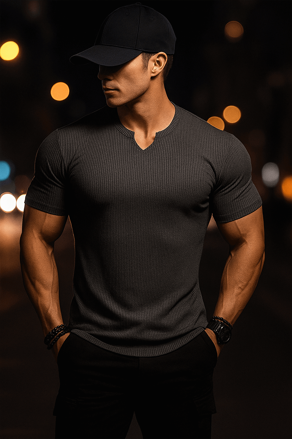 Cotton Knitted Half Sleeves T-Shirt - Premium waffle knitted t-shirt from The Divine Shop - Just Rs.1899! Shop now at The Divine Shop