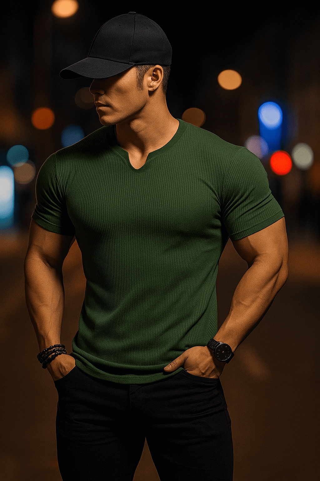 Cotton Knitted Half Sleeves T-Shirt - Premium waffle knitted t-shirt from The Divine Shop - Just Rs.1899! Shop now at The Divine Shop