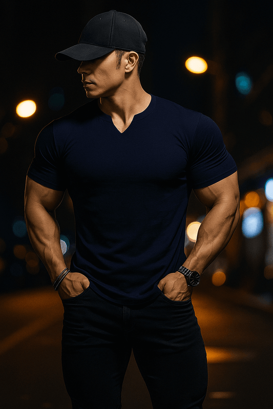 Cotton Knitted Half Sleeves T-Shirt - Premium waffle knitted t-shirt from The Divine Shop - Just Rs.1899! Shop now at The Divine Shop