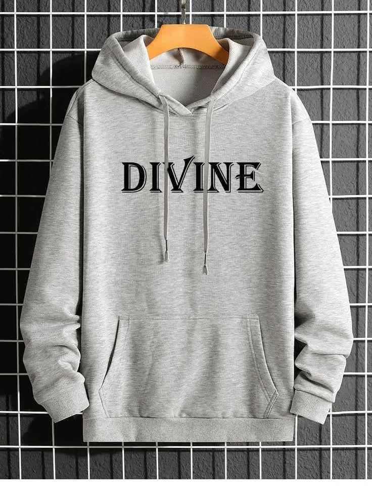 Gray cotton fleece hooded sweatshirt - Premium Hoodies from My Store - Just Rs.1799! Shop now at The Divine Shop