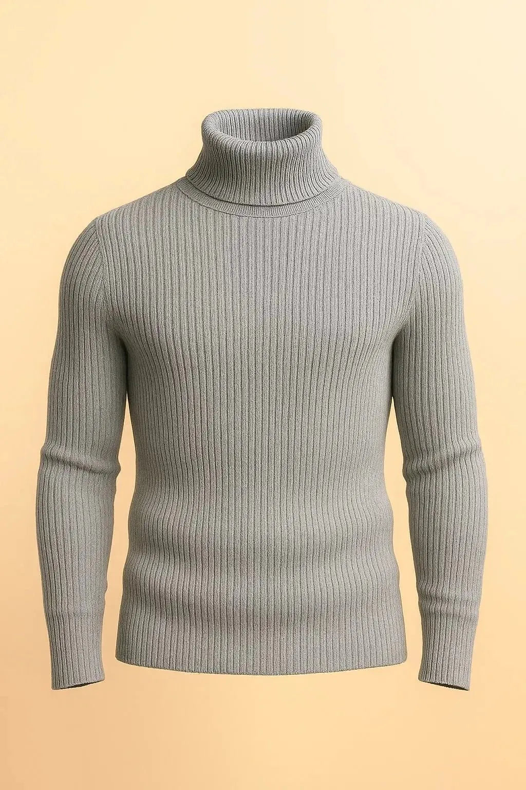 Gray ribbed turtleneck sweater - Premium High Neck from My Store - Just Rs.1999! Shop now at The Divine Shop