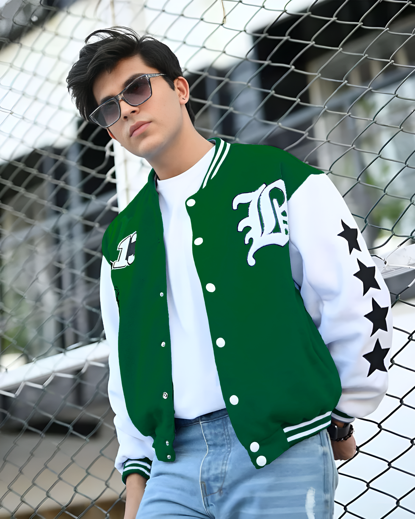 LA Letterman Jacket Green | Varsity Jackets | The Divine Shop | Unisex - Premium Baseball Jacket from The Divine Shop - Just Rs.2999! Shop now at The Divine Shop