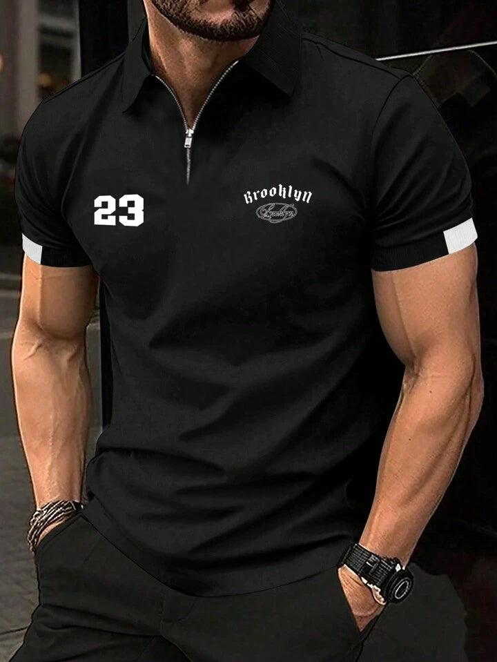 Half Zipper Hoomie Polo Shirt Brooklyn In Black - The Divine Shop