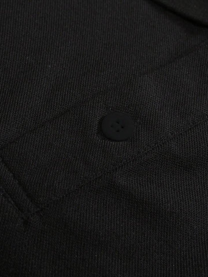 Half Zipper Hoomie Polo Shirt Brooklyn In Black - The Divine Shop