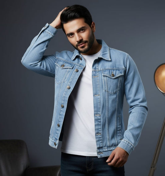 Ice blue denim jacket - The Divine Shop