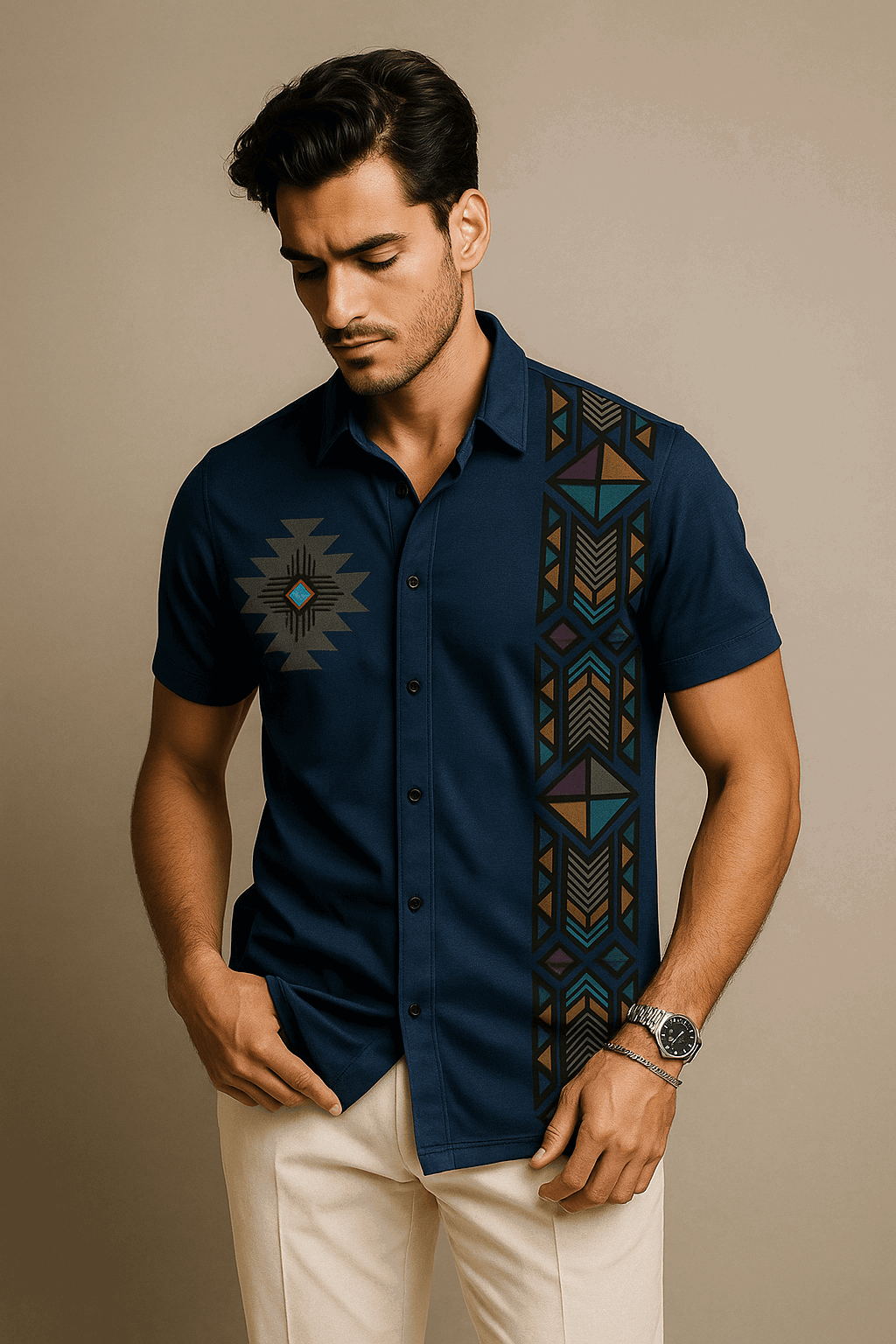 Indiano Craft Printed Button Down Shirt - The Divine Shop