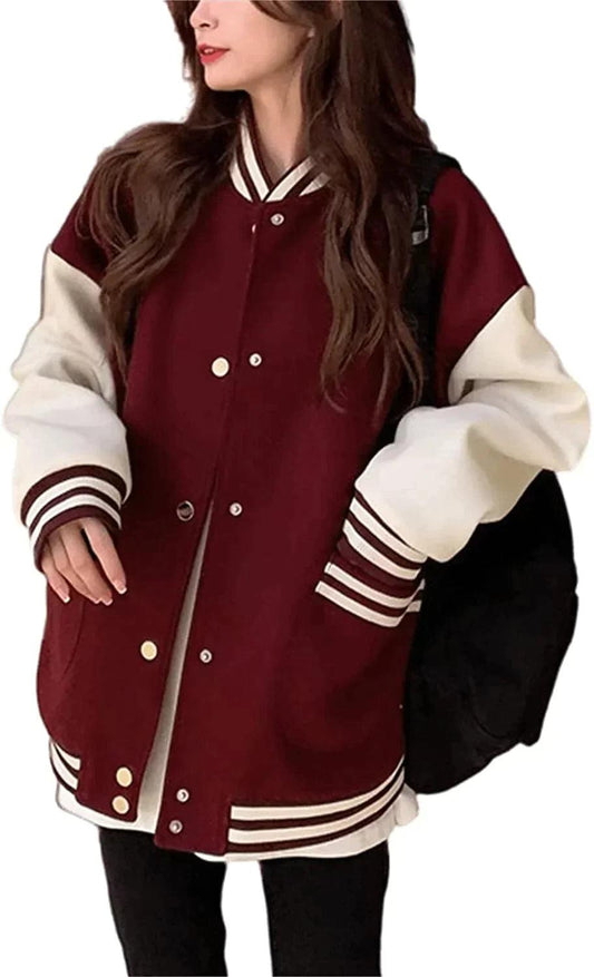 Maroon Baseball Jacket Cozy fleece - The Divine Shop