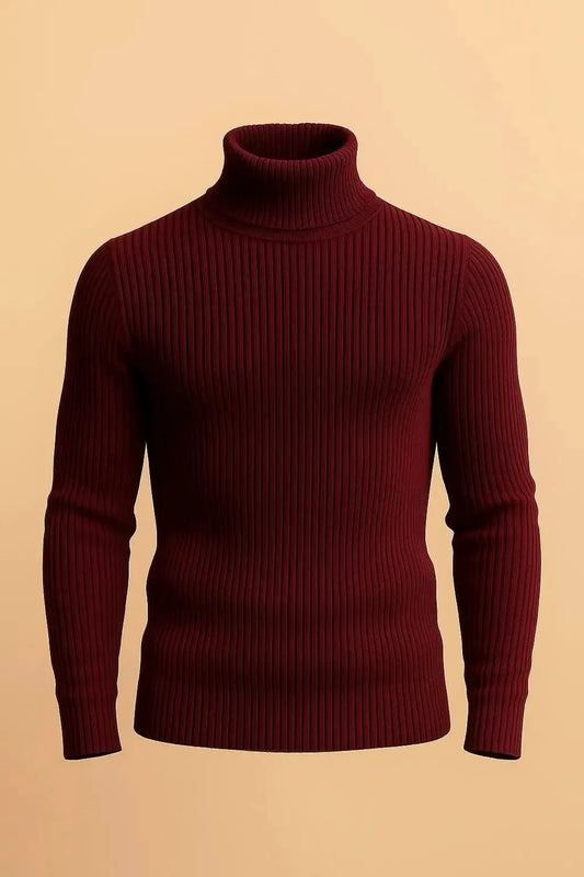 Maroon long sleeve turtleneck shirt - The Divine Shop