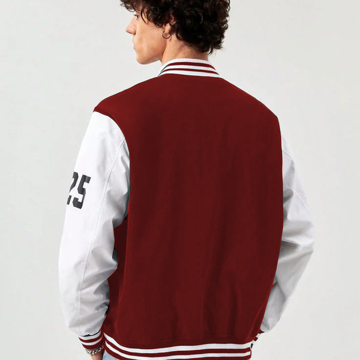 Maroon Boston Print Baseball jacket - Premium Baseball Jacket from The Divine Shop - Just Rs.1999! Shop now at The Divine Shop