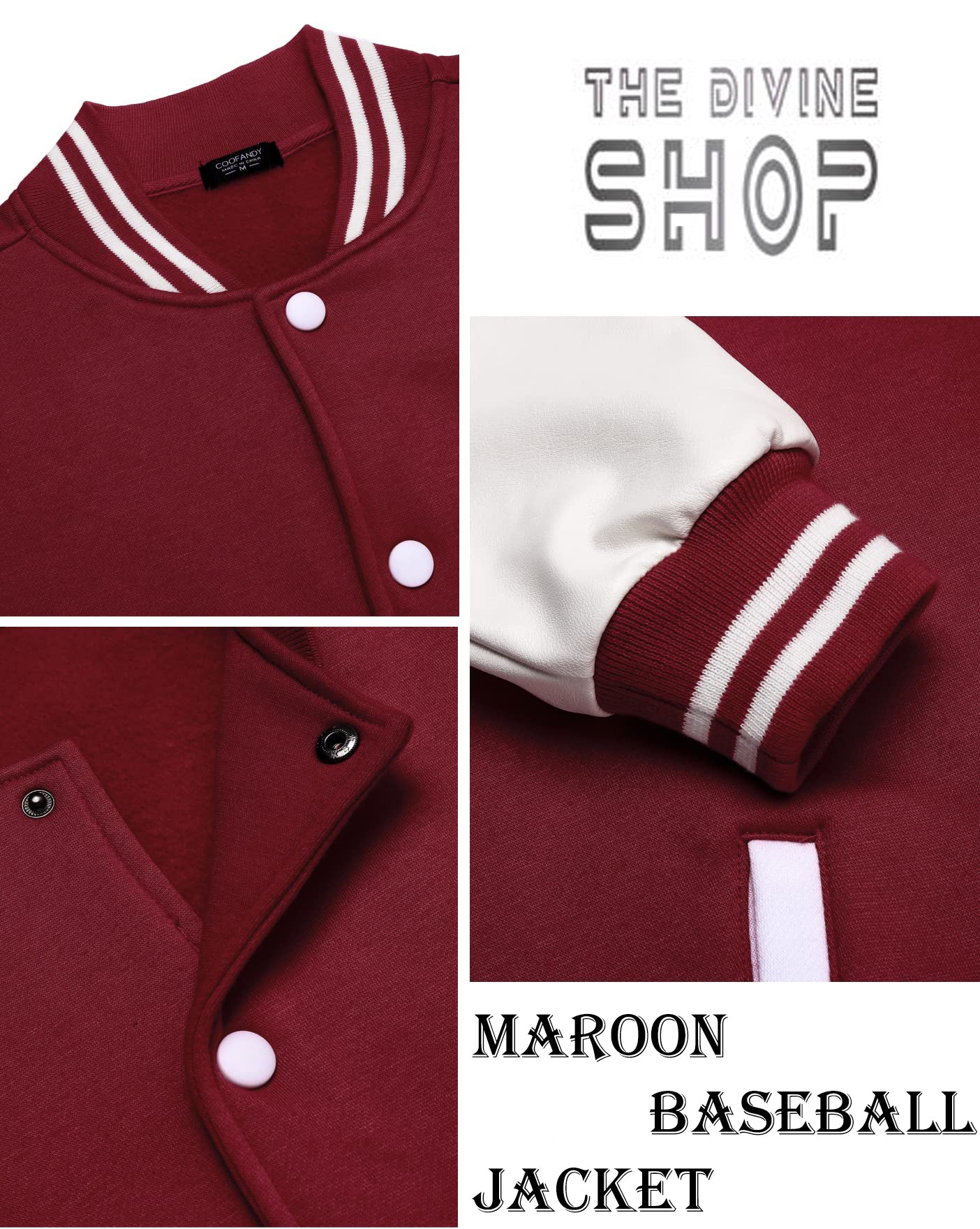 Maroon Baseball Jacket Cozy fleece - Premium Baseball Jacket from The Divine Shop - Just Rs.1999! Shop now at The Divine Shop