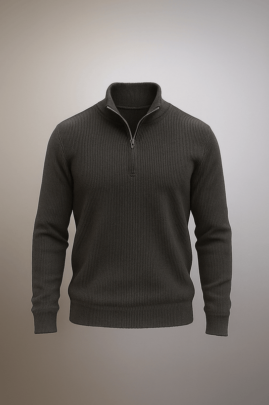 Mens half zipper knitted long sleeves shirts - The Divine Shop