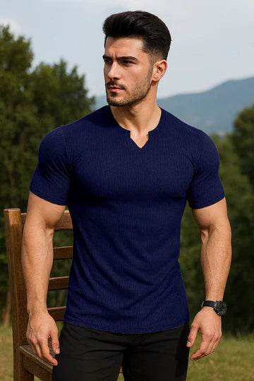 Mens knitted half sleeves shirt - The Divine Shop