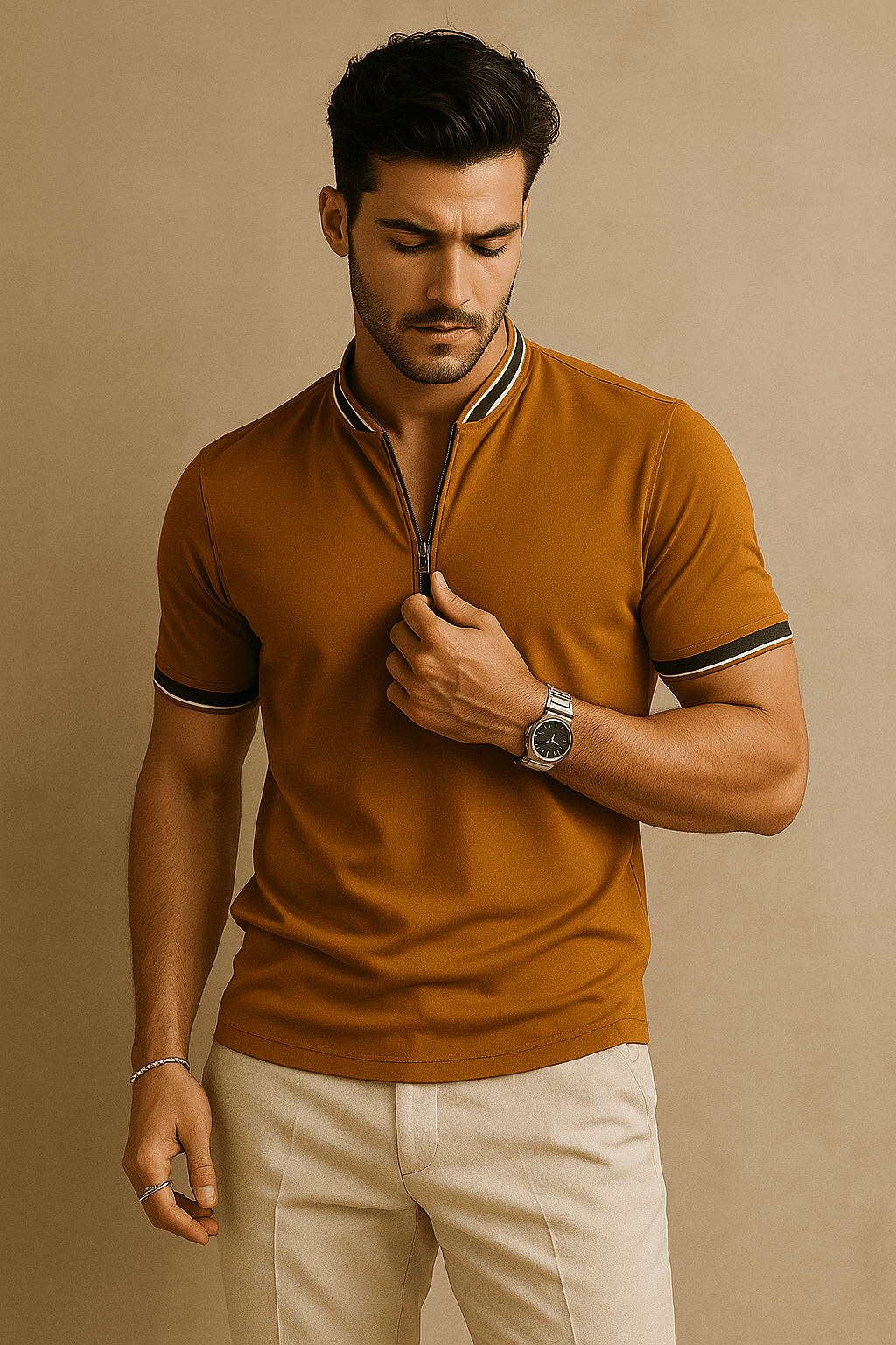 Men's polo shirts smoked polo neck - The Divine Shop