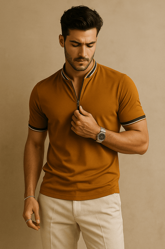 Men's polo shirts smoked polo neck - The Divine Shop