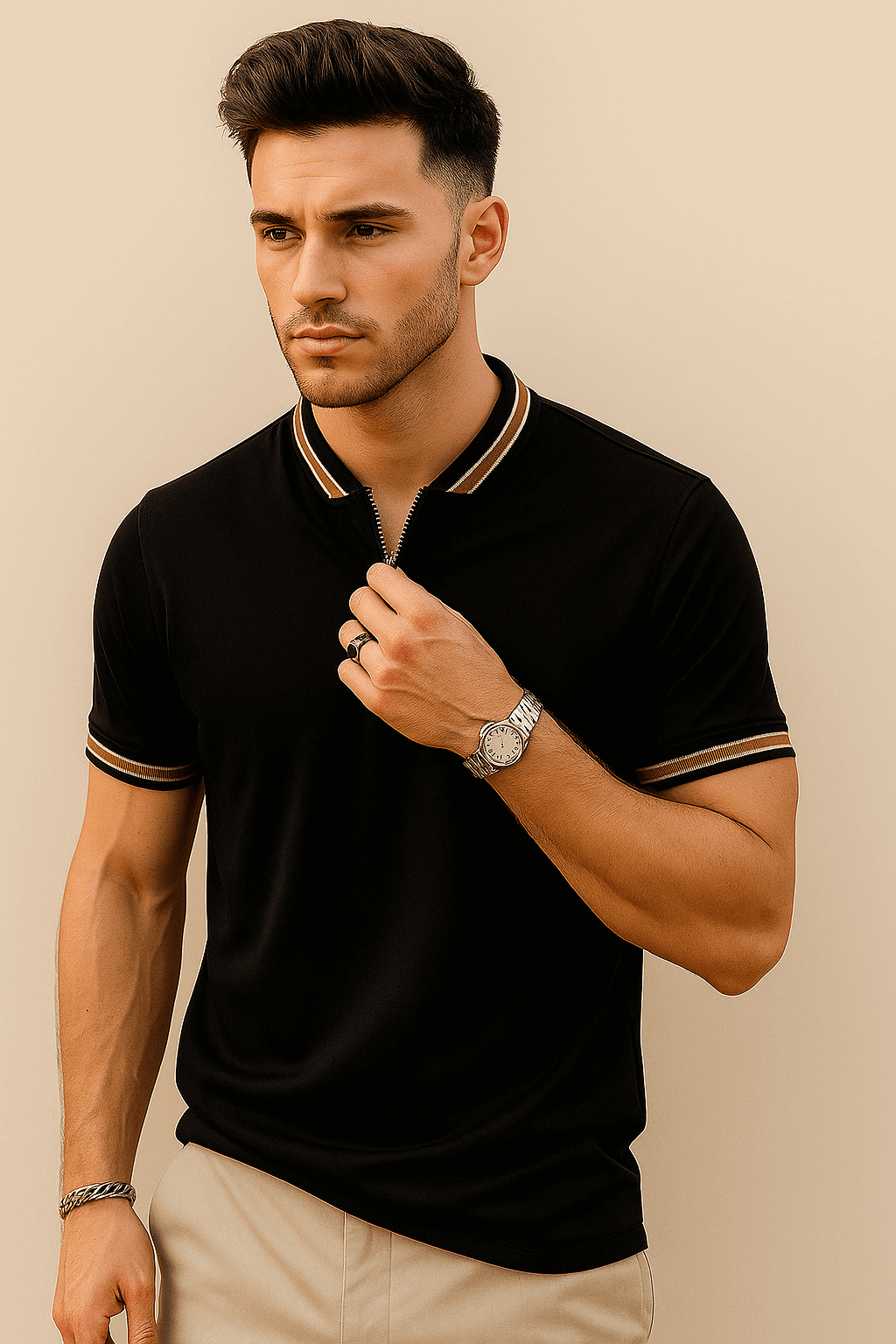 Men's polo shirts smoked polo neck - The Divine Shop