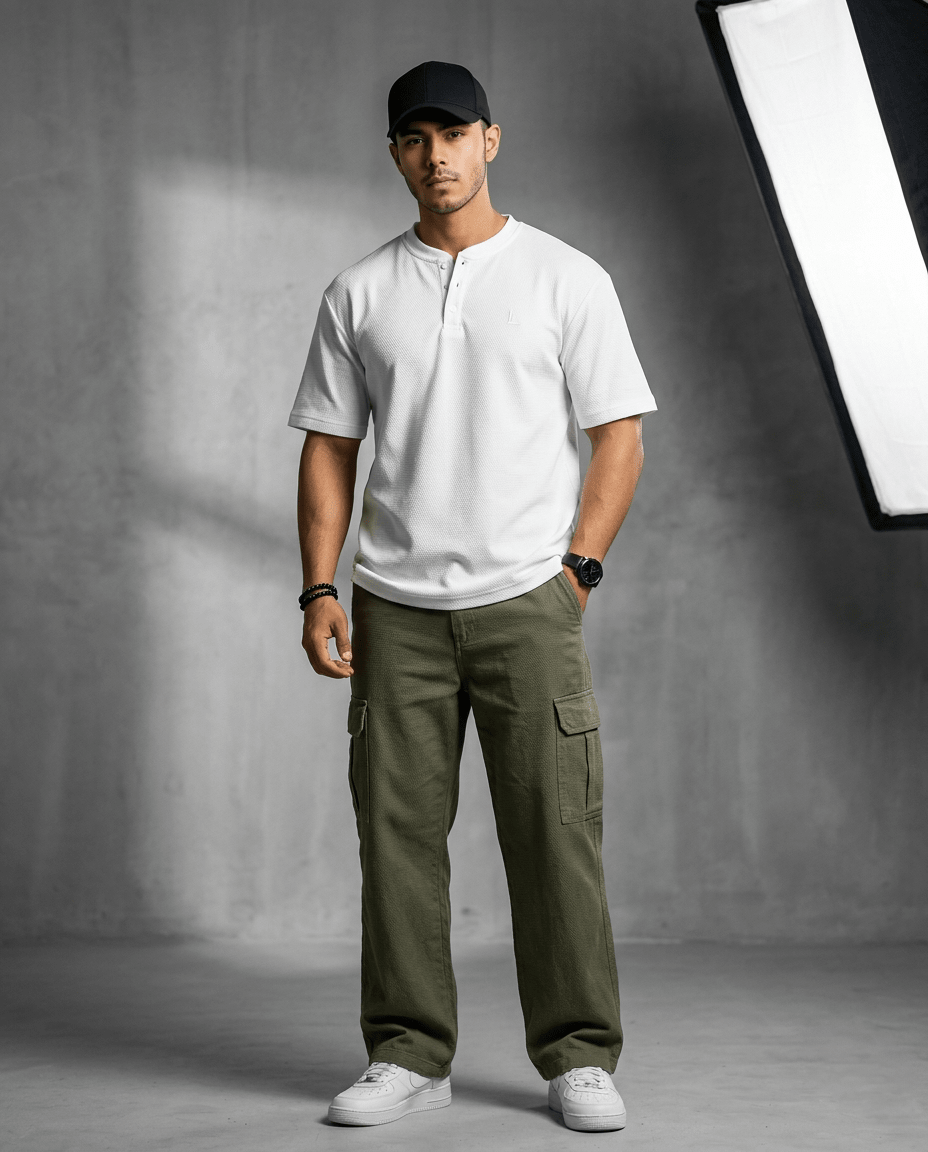 Men’s Slim Fit Henley T-Shirt – Premium Stretch Cotton Short Sleeve Casual Streetwear Tee - The Divine Shop