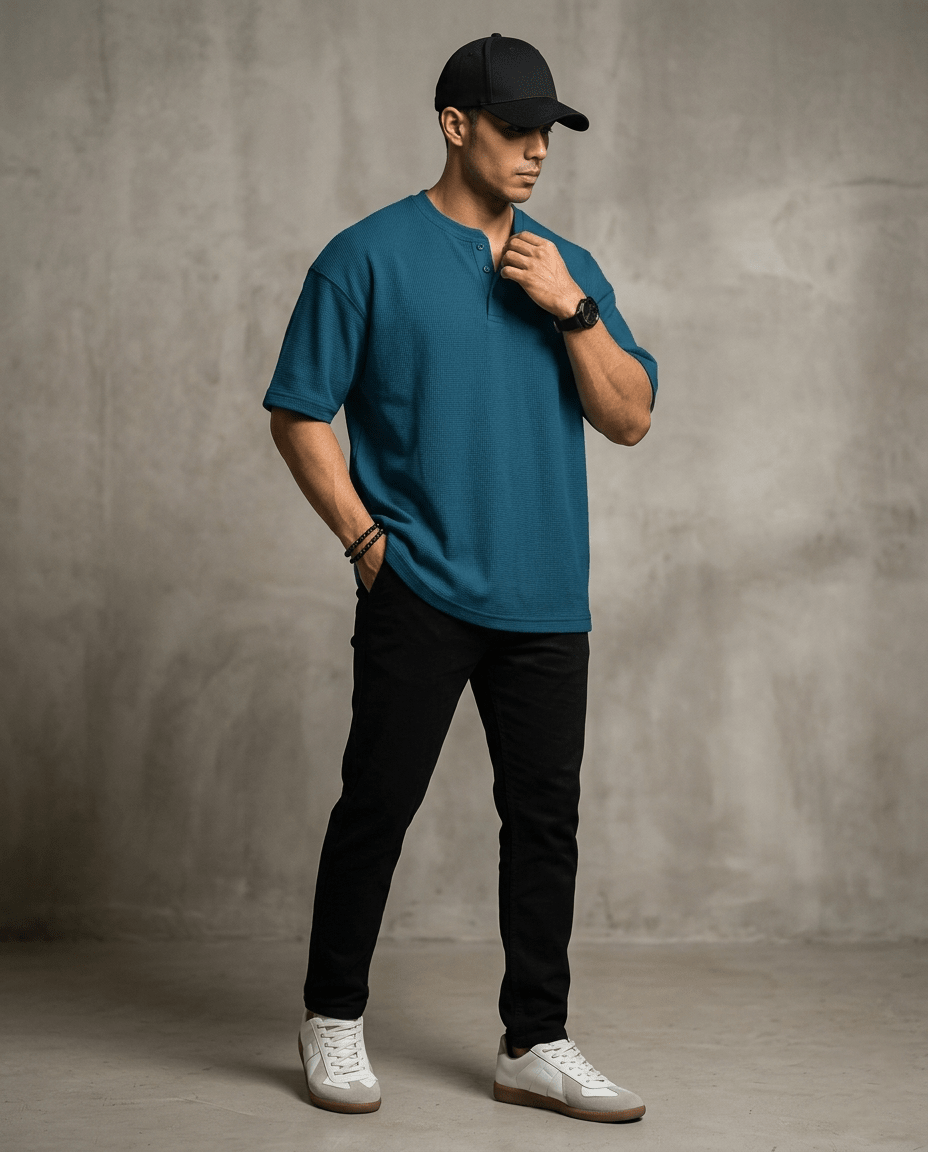 Men’s Slim Fit Henley T-Shirt – Premium Stretch Cotton Short Sleeve Casual Streetwear Tee - The Divine Shop