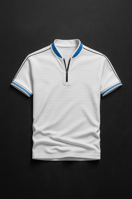 Mens White madmext smoked polo neck shirts - The Divine Shop