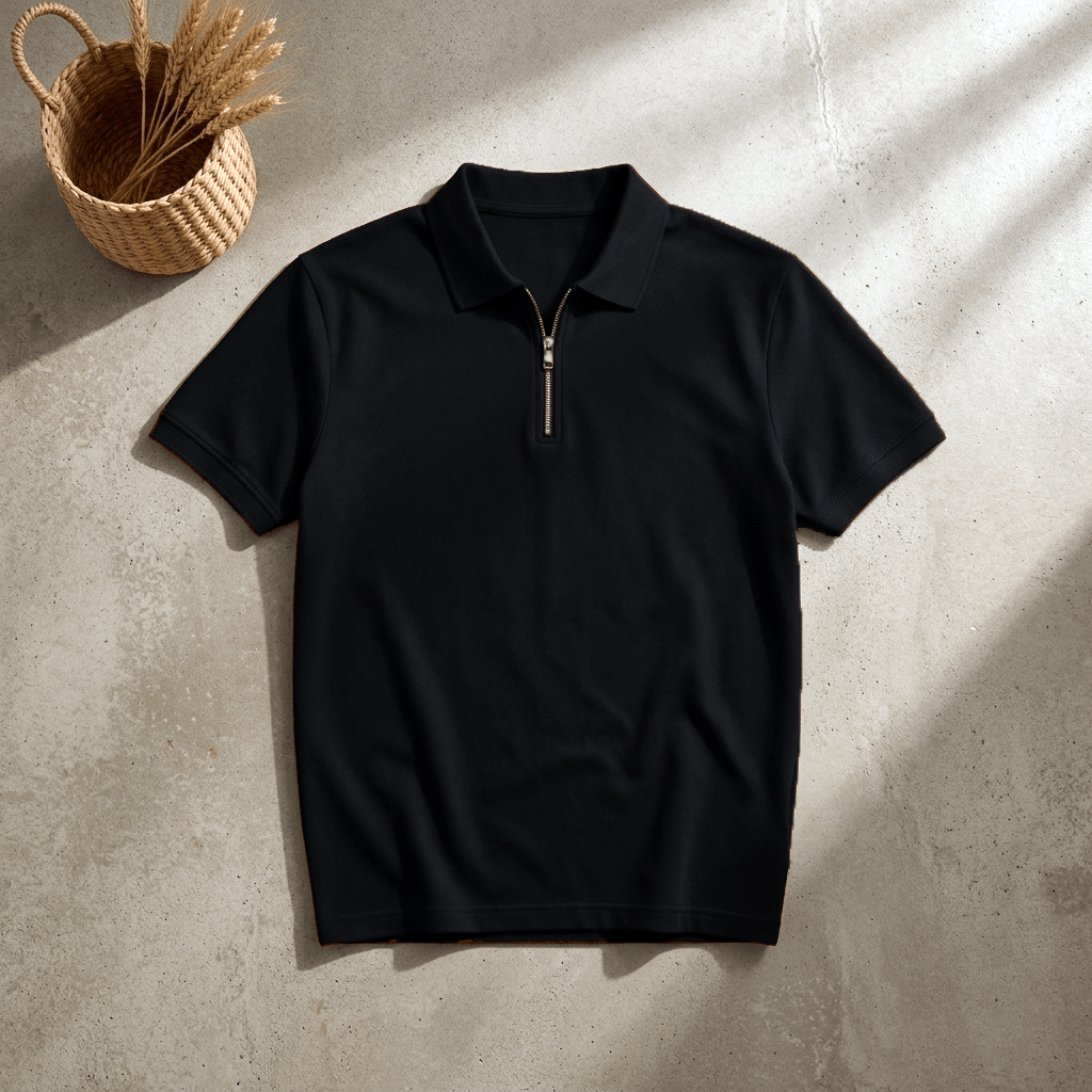 Mens zipper polo shirt