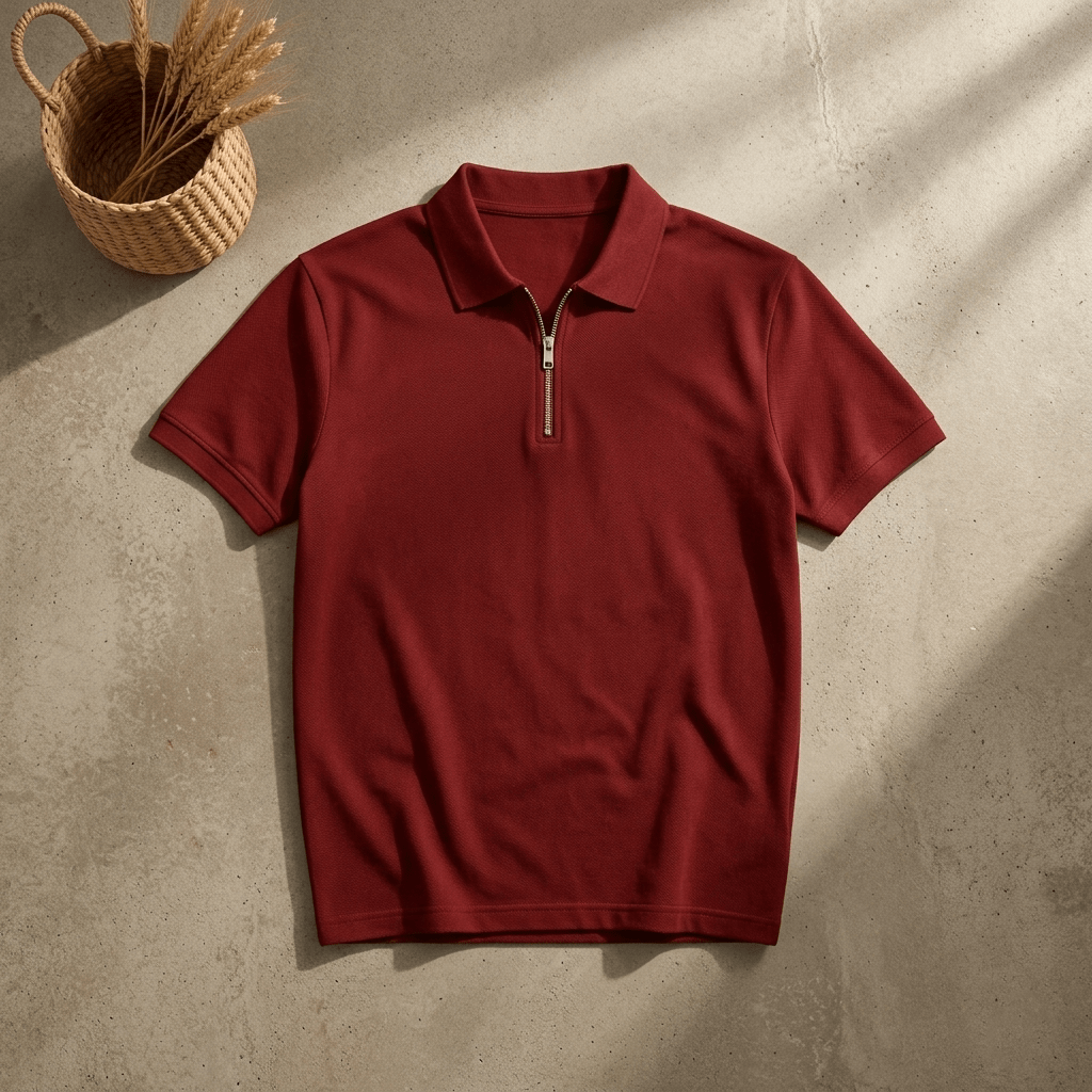 Mens zipper polo shirt - The Divine Shop
