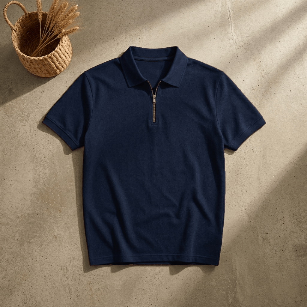 Mens zipper polo shirt - The Divine Shop