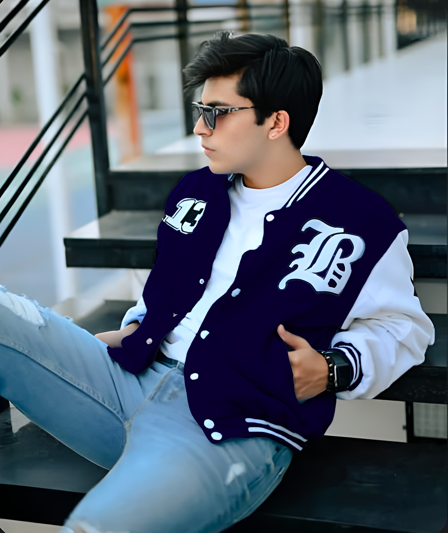 LA Letterman Jacket Navy Blue | Varsity Jackets | The Divine Shop | Unisex - Premium Baseball Jacket from The Divine Shop - Just Rs.2250! Shop now at The Divine Shop