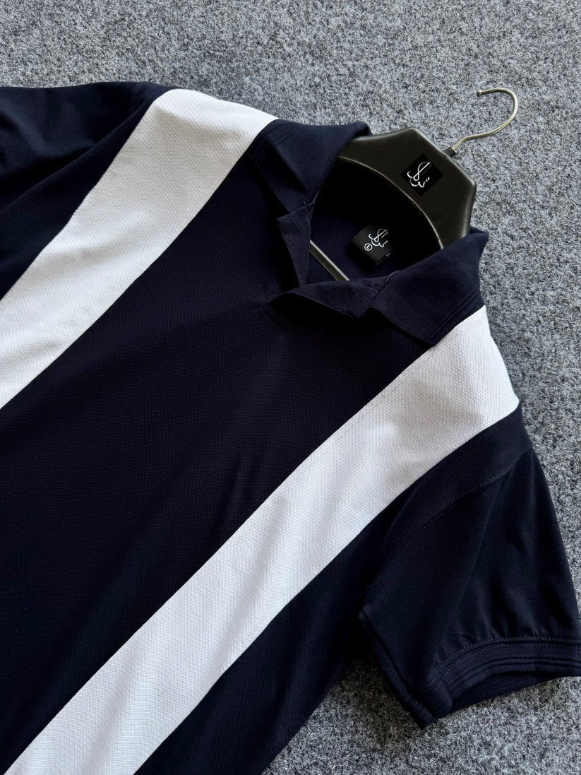 Navy and white classic blue polo shirt - The Divine Shop