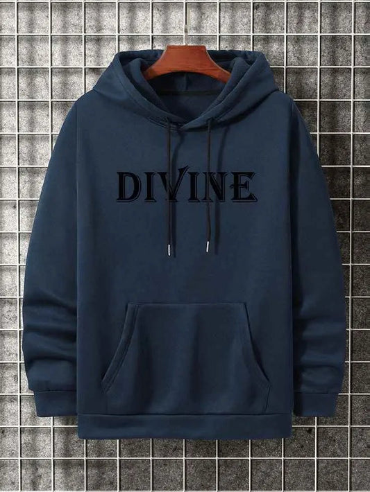 Navy blue cotton fleece hoodie - Premium Hoodies from My Store - Just Rs.1799! Shop now at The Divine Shop