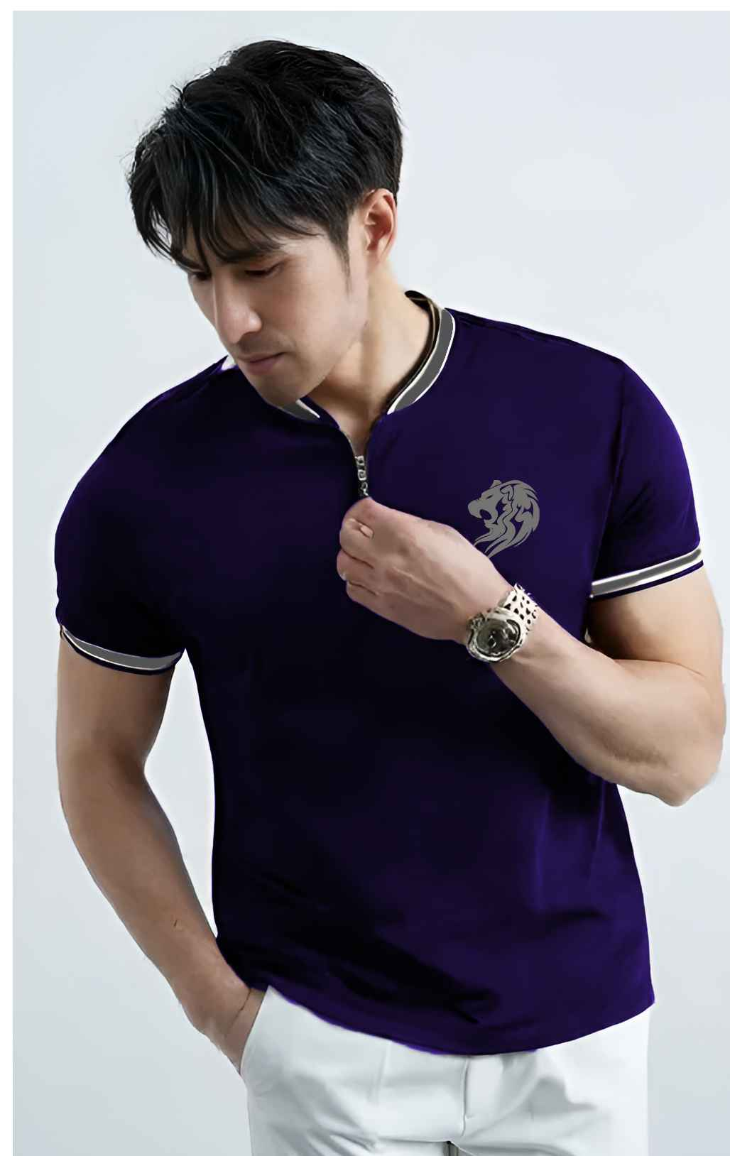 Men's polo shirts tiger smoked polo neck - Premium Polo T-Shirt from The Divine Shop - Just Rs.2199! Shop now at The Divine Shop