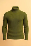 Olive green ribbed turtleneck sweater - Premium High Neck from My Store - Just Rs.1999! Shop now at The Divine Shop