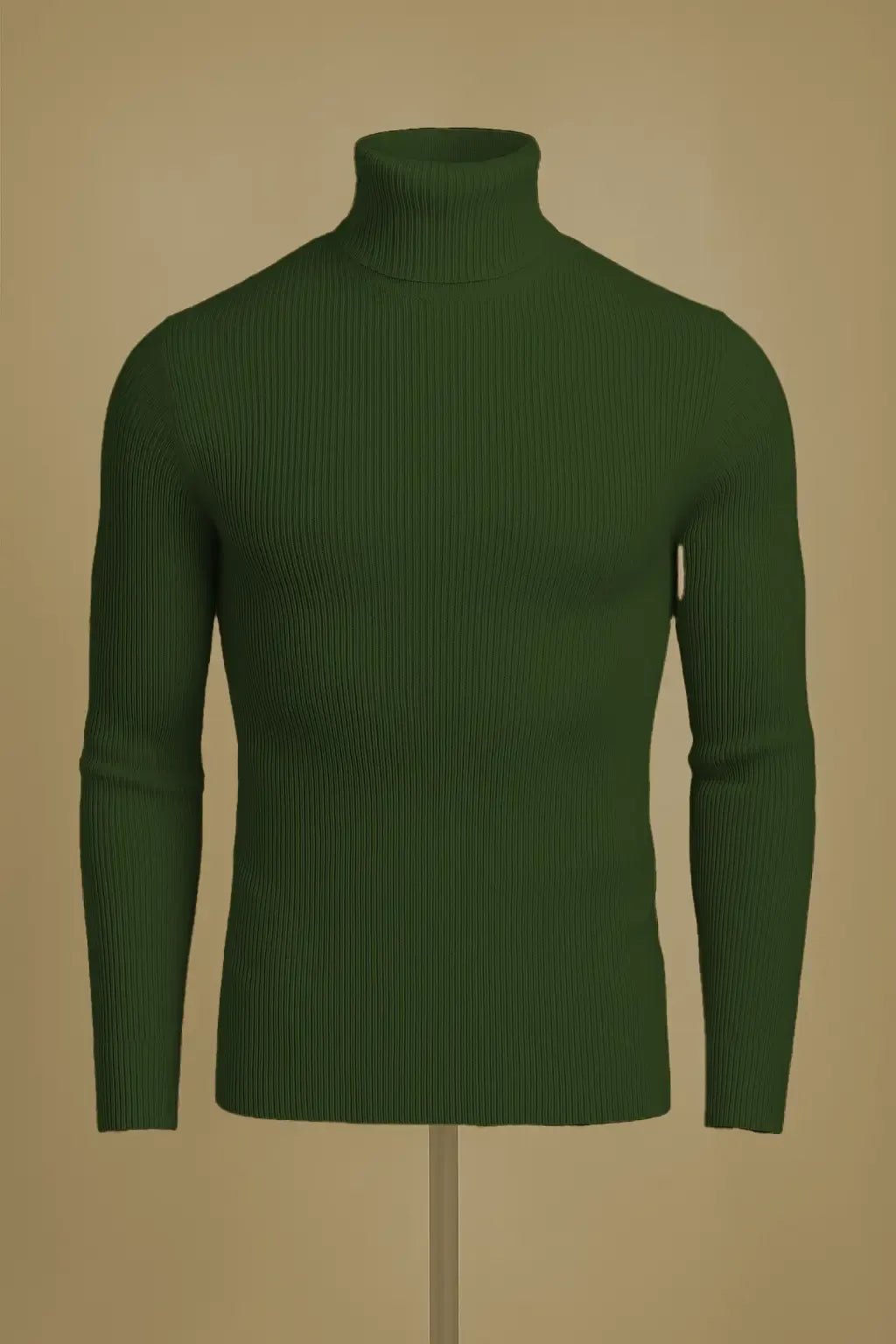 Olive green ribbed turtleneck sweater - Premium High Neck from My Store - Just Rs.1999! Shop now at The Divine Shop