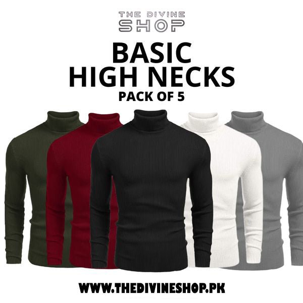 OverSize Bundles Of 5 Basic High Neck - The Divine Shop
