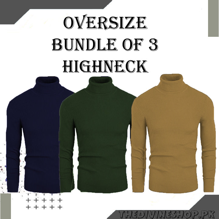 Oversize Bundles Of 3 Basic High Neck - Premium High Neck from My Store - Just Rs.3999! Shop now at The Divine Shop