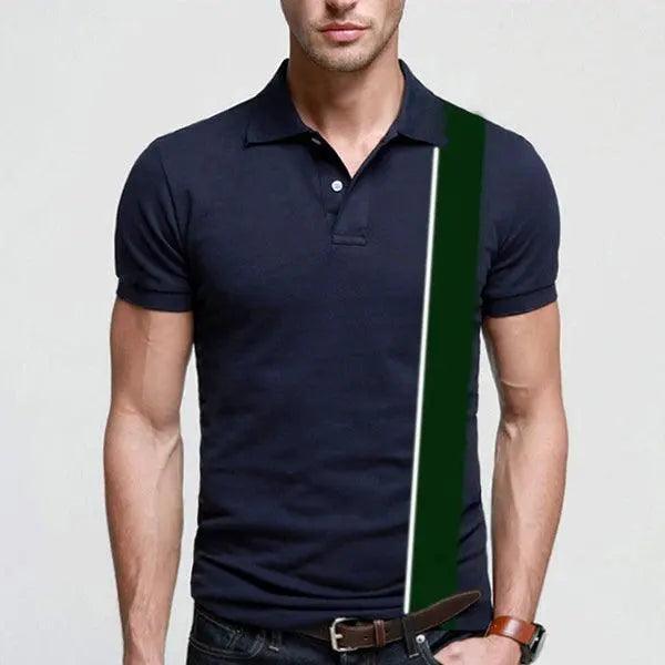 Panel Navy Blue Polo T-Shirts - The Divine Shop