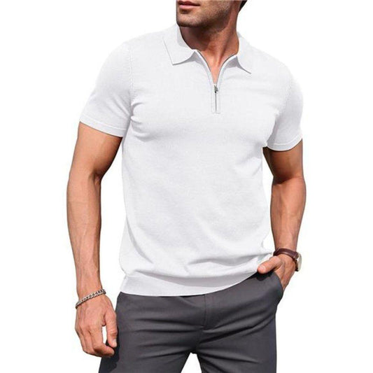 White Zipper Polo T-Shirts - The Divine Shop