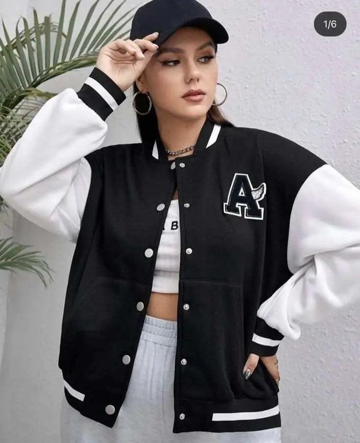 Women's Button Down Baseball Varsity Bomber Jacket (A) Printed - The Divine Shop