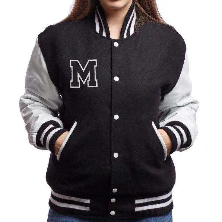 Women's Button Down Baseball Varsity Bomber Jacket (M) Printed - The Divine Shop