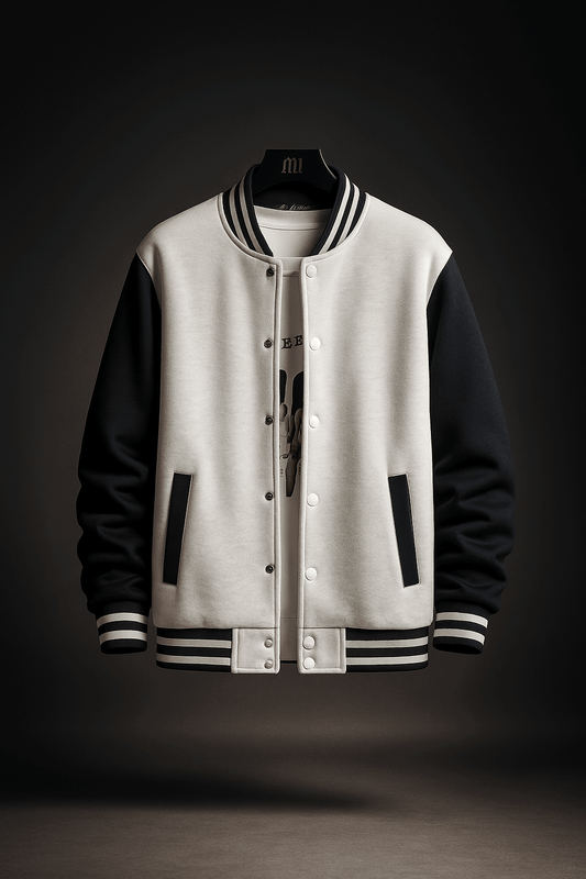 Zero Grey Baseball Jacket With Black Sleeves - The Divine Shop